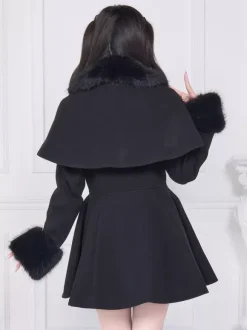 Manteau Sweet Lolita rose et noir à n艙uds pardessus à manches longues manteau d'automne Lolita
