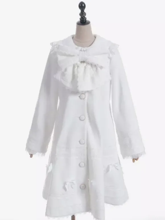 Manteau Sweet Lolita rose pâle et violet à n艙uds en dentelle manches longues manteau d'hiver Lolita