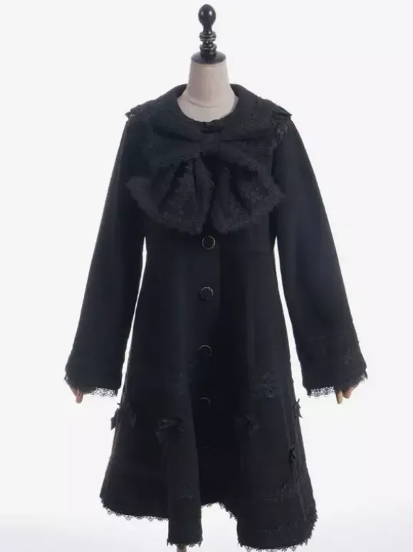 Manteau Sweet Lolita rose pâle et violet à n艙uds en dentelle manches longues manteau d'hiver Lolita