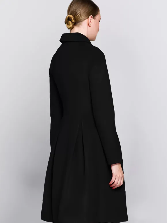 Manteau évasé en laine bordeaux à double boutonnage et col rabattu coupe trapèze vêtement d'extérieur mi-long d'hiver pour femme 2026