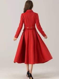 Manteau évasé en laine mélangée pour femme col rabattu croisé élégant vêtements d'extérieur d'hiver 2026