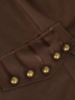 Manteau Veste À Manches Longues Boutons Rétro Marron Vintage Pour Homme