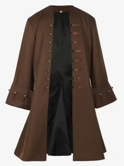 Manteau Veste À Manches Longues Boutons Rétro Marron Vintage Pour Homme