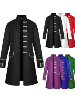 Manteau vintage hommes manteau rétro col montant boutonnière costume uniforme Déguisements Halloween
