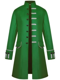 Manteau vintage hommes manteau rétro col montant boutonnière costume uniforme Déguisements Halloween