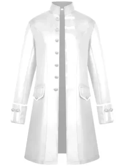 Manteau vintage hommes manteau rétro col montant boutonnière costume uniforme Déguisements Halloween