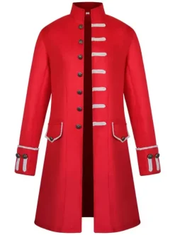 Manteau vintage hommes manteau rétro col montant boutonnière costume uniforme Déguisements Halloween