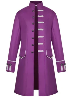 Manteau vintage hommes manteau rétro col montant boutonnière costume uniforme Déguisements Halloween
