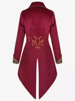 Manteau violet vintage à boutons rétro à imprimé floral et blocs de couleurs Bourgogne
