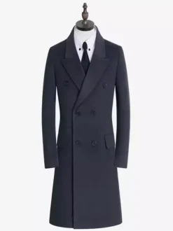 Manteaux Costume Hommes Double Boutonnage Col Rabattu Confortable Gris Moderne