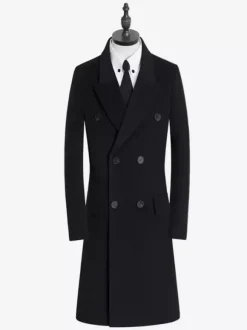 Manteaux Costume Hommes Double Boutonnage Col Rabattu Confortable Gris Moderne