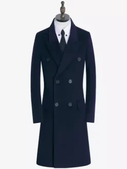 Manteaux Costume Hommes Double Boutonnage Col Rabattu Confortable Gris Moderne