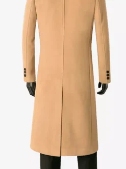 Manteaux Costume Long Pour Hommes Col Rabattu Décontracté Bleu Foncé