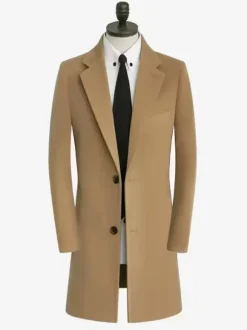 Manteaux Costume Pour Hommes Col Rabattu Décontracté Camel Simple