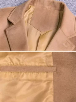Manteaux Costume Pour Hommes Col Rabattu Décontracté Camel Simple