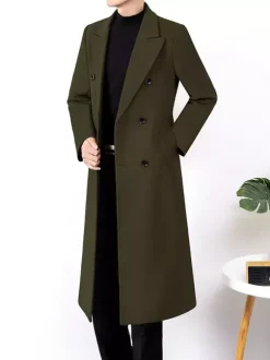 Manteaux Costume pour hommes Double boutonnage Col rabattu Décontracté Noir