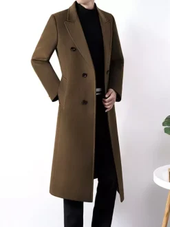 Manteaux Costume pour hommes Double boutonnage Col rabattu Décontracté Noir