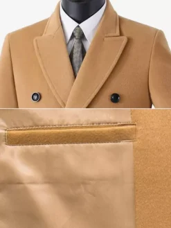 Manteaux Costume pour hommes Double boutonnage Col rabattu Décontracté Noir