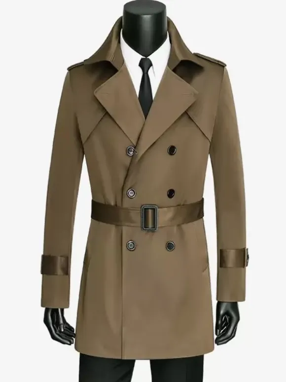 Manteaux Costume Pour Hommes Vintage Décontracté Café Marron Double Boutonnage