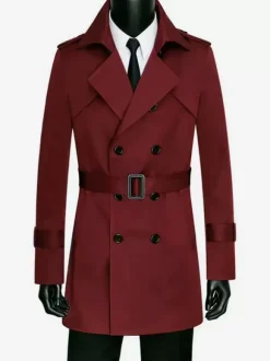 Manteaux Costume Pour Hommes Vintage Décontracté Café Marron Double Boutonnage