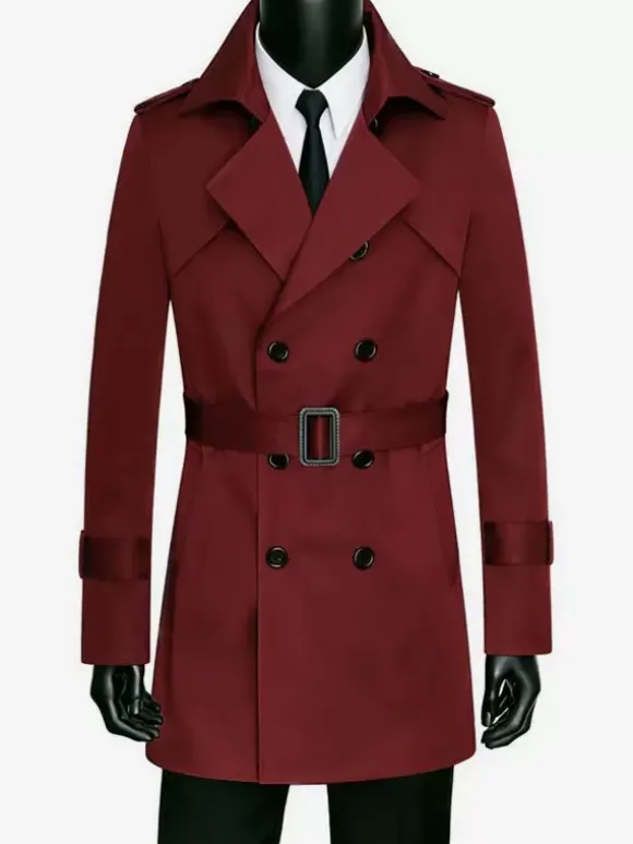 Manteaux Costume Pour Hommes Vintage Décontracté Café Marron Double Boutonnage