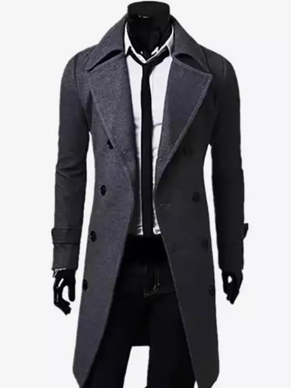 Manteaux Costume pour hommes Double boutonnage Col rabattu Chic Gris Beau