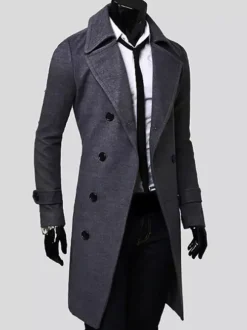 Manteaux Costume pour hommes Double boutonnage Col rabattu Chic Gris Beau