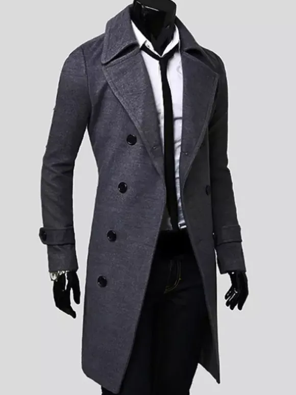 Manteaux Costume pour hommes Double boutonnage Col rabattu Chic Gris Beau