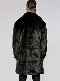 Manteaux d'hiver à capuche en fausse fourrure pour hommes en noir