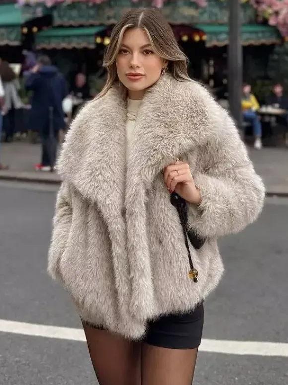 Manteaux en fausse fourrure Veste en fourrure écologique et confortable pour femme