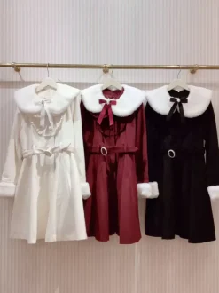 Manteaux gothiques Lolita Manteau noir Volants N艙uds Pardessus Polyester Automne Lolita Vêtements d'extérieur