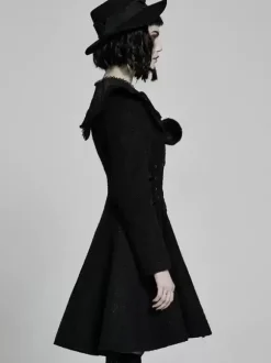 Manteaux gothiques Lolita à pompons noirs en polyester Manteau d'hiver Lolita Outwears