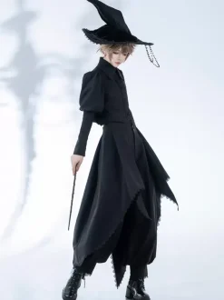 Manteaux gothiques Lolita Manteau noir N艙uds Dentelle Volants Pardessus Polyester Automne Lolita Vêtements d'extérieur