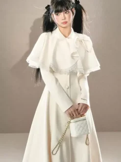 Manteaux Lolita de style ROCOCO ensemble noir n艙uds franges cape pardessus polyester vêtements d'extérieur Lolita d'automne