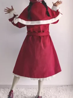 Manteaux Lolita de style ROCOCO Manteau bordeaux N艙uds Manteau Cape Polyester Automne Lolita Vêtements d'extérieur