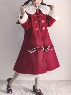 Manteaux Lolita de style ROCOCO Manteau bordeaux N艙uds Manteau Cape Polyester Automne Lolita Vêtements d'extérieur