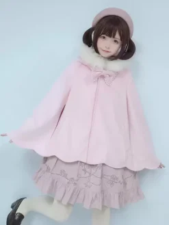 Manteaux Sweet Lolita Manteau rose N艙uds Volants Pardessus Polyester Automne Lolita Vêtements d'extérieur