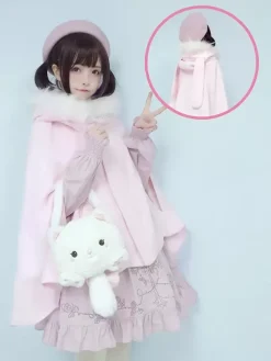 Manteaux Sweet Lolita Manteau rose N艙uds Volants Pardessus Polyester Automne Lolita Vêtements d'extérieur