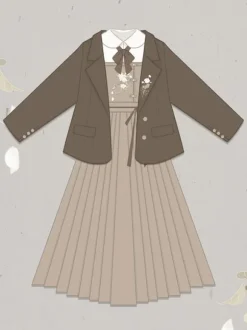 Manteaux Académiques Lolita Marron Café En Polyester Veste JK