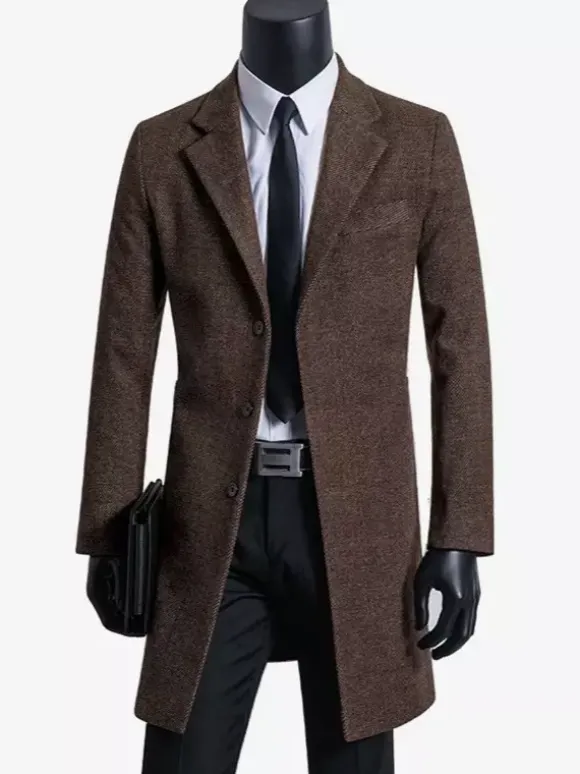 Manteaux Costume hommes Col rabattu Chic Noir Moderne