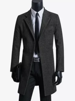 Manteaux Costume hommes Col rabattu Chic Noir Moderne