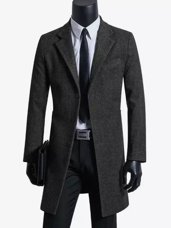 Manteaux Costume hommes Col rabattu Chic Noir Moderne