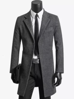 Manteaux Costume hommes Col rabattu Chic Noir Moderne