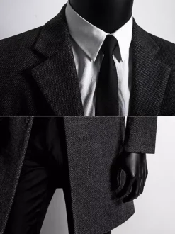 Manteaux Costume hommes Col rabattu Chic Noir Moderne