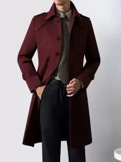 Manteaux Costume Hommes Col Rabattu Chic Poche Café Marron Mode