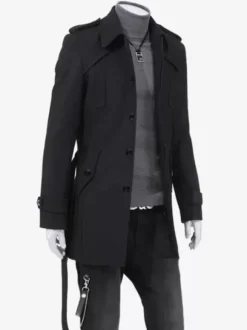 Manteaux Costume pour hommes Col rabattu Ceinture Décontracté Gris Élégant