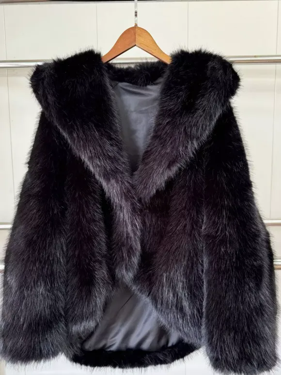 Manteaux en fausse fourrure à capuche coupe asymétrique vestes d'hiver pour femmes 2026