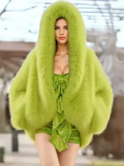Manteaux en fausse fourrure à capuche coupe asymétrique vestes d'hiver pour femmes 2026