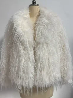 Manteaux en fausse fourrure à franges revers crantés veste d'hiver écologique pour femmes 2026