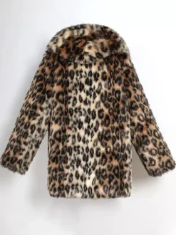 Manteaux En Fausse Fourrure Marron Foncé Hiver Chaud Hommes Veste Manches Longues Col Rabattu Capuche